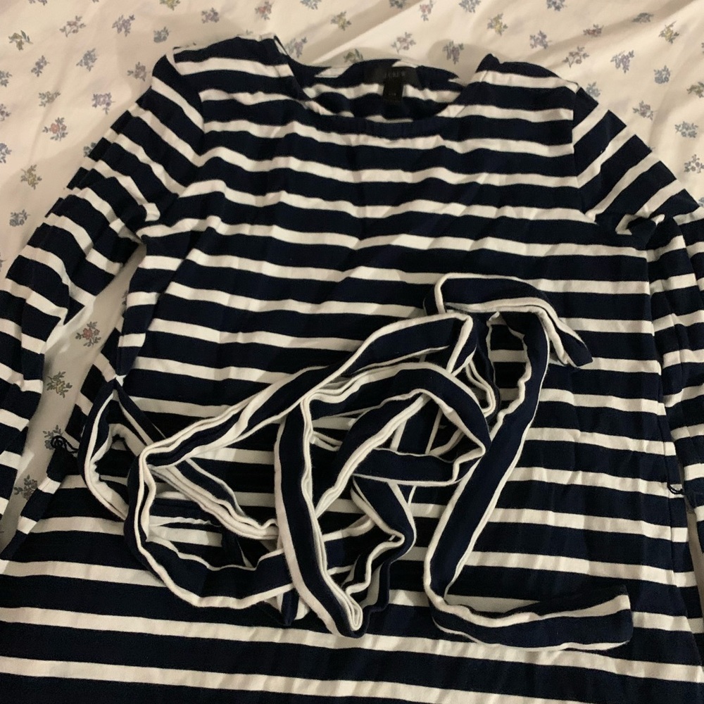 J Crew Navy and White Striped Long Sleeve Top